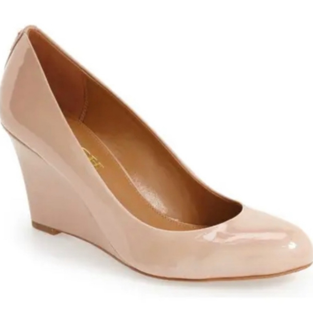 Coach Roni Patent Leather Wedge Pumps Size 7.5